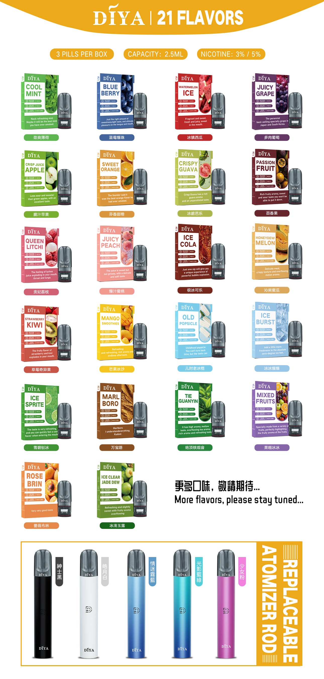 【DIYA叮啞煙彈】全新設計霧化彈  三顆盒裝 通用RELX，SP2等一代主機 正品保證-VAKA糖果雲煙館