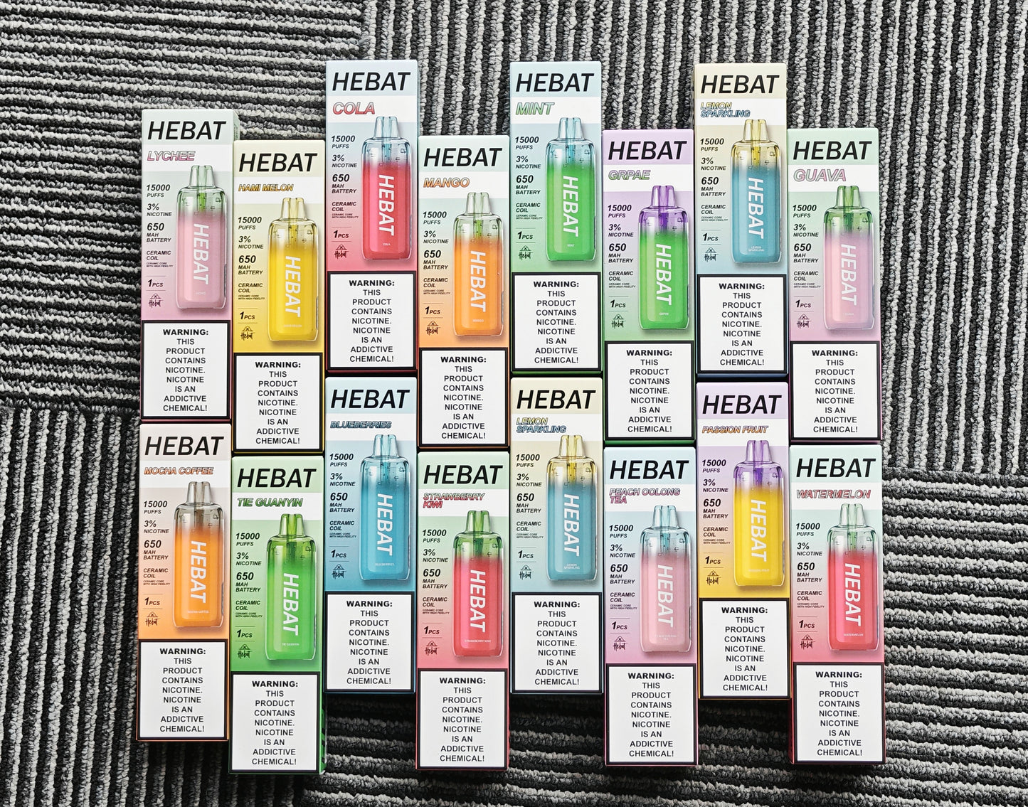 HEBAT喜貝15000口拋棄式｜王嘉尓同款｜2025最新款續航超長一次性大容量電子煙｜VAKA糖果雲煙館