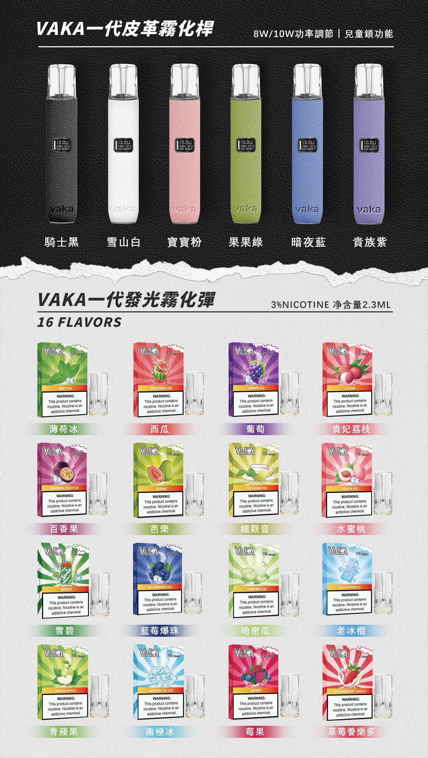 VAKA皮革主機 |兩段式調節 |LED顯示屏換彈式主機霧化桿 通用sp2/lana等一代煙彈-VAKA糖果雲煙館
